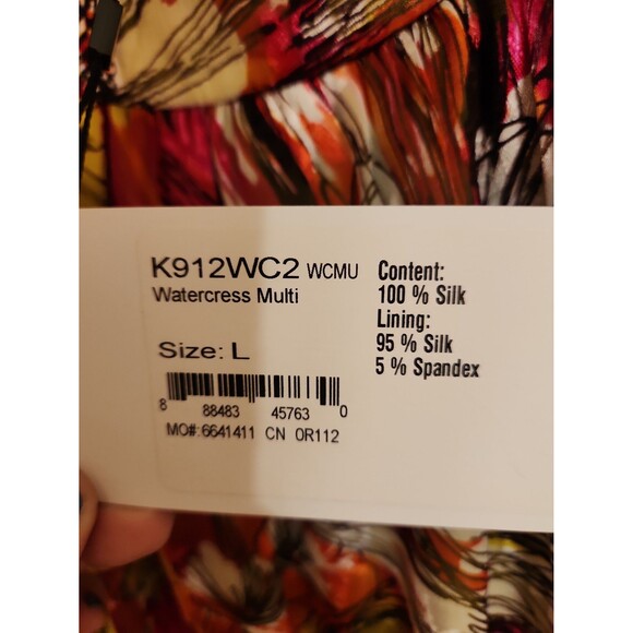 St. John 100% Silk Cami Blouse Tank in "Watercress Multi" Size L NWT - Picture 4 of 7